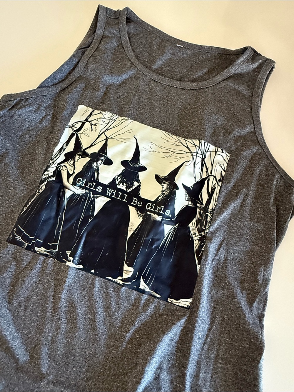 Girls Will Be Girls Graphic Tank Top - Dark Gray